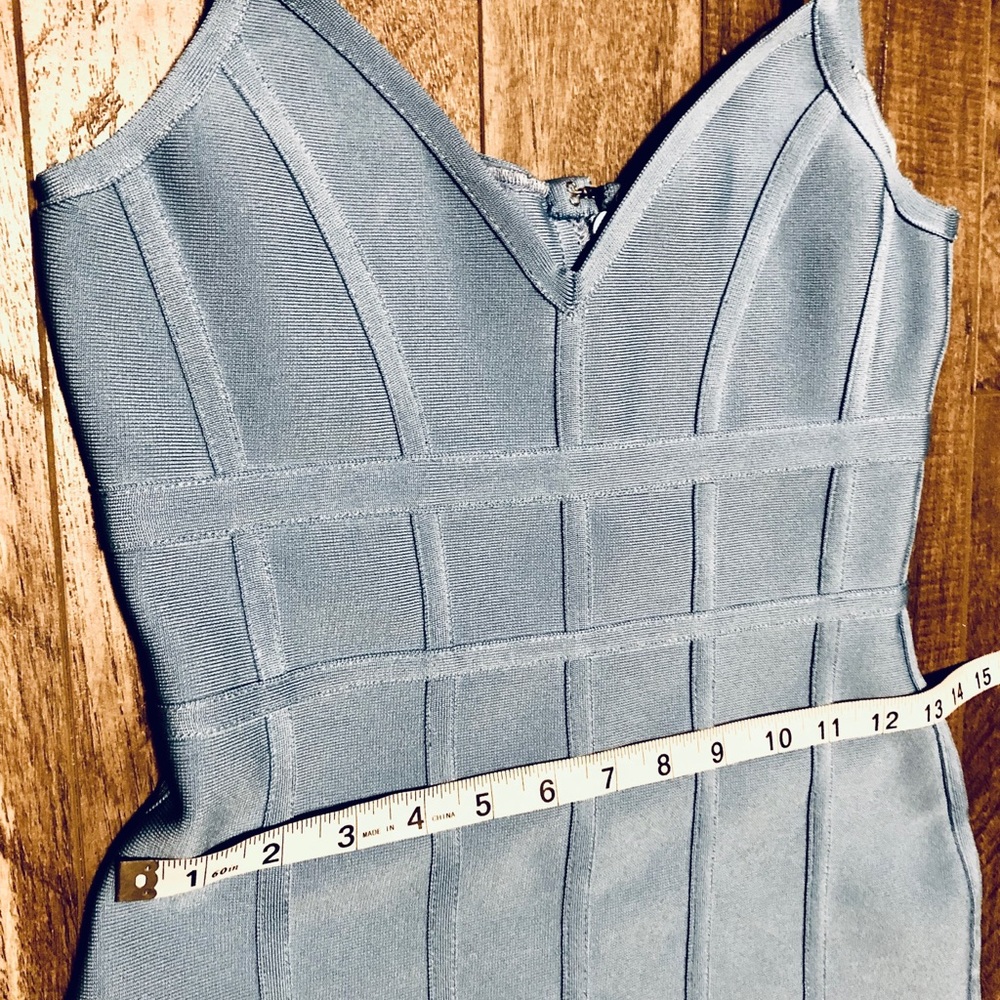 NWT S M bandage mermaid midi sky blue ruffle salsa - Picture 4 of 10